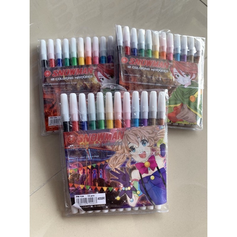 

[RP] Spidol Snowman Kecil 12 Warna (1set) PW - 12A / Spidol Warna / Spidol Pensil