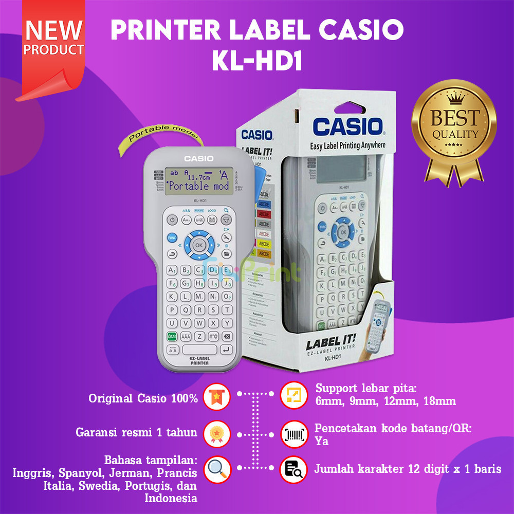 FixPrint - Casio Label Printer KL-HD1 Mesin Labeling Printer Garansi Original New