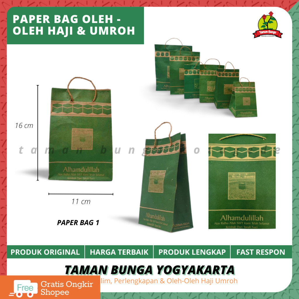 

PAPERBAG OLEH OLEH HAJI UMROH/ TAS SOUVENIR 1 PACK ISI 20PCS/ (1) 11cm X 16cm