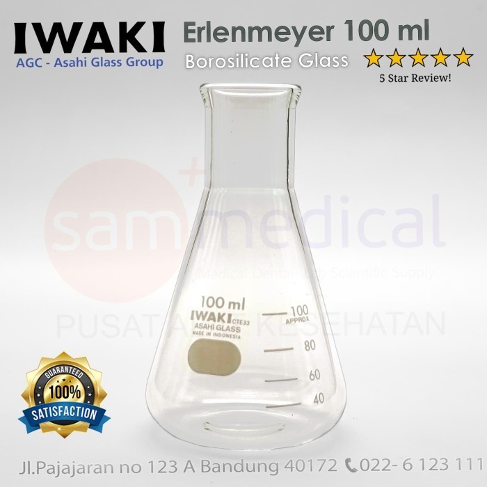 Iwaki ERLENMEYER FLASK Gelas Kimia 100 ml