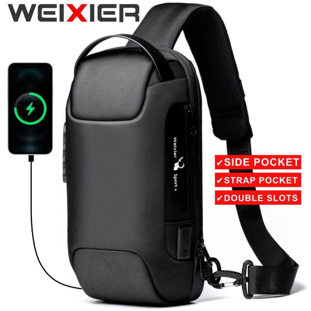 PRODUK TERBARU # WEIXIER 9529 Tas Selempang Bahu Pria Shoulder Bag Anti Maling WX-OS
