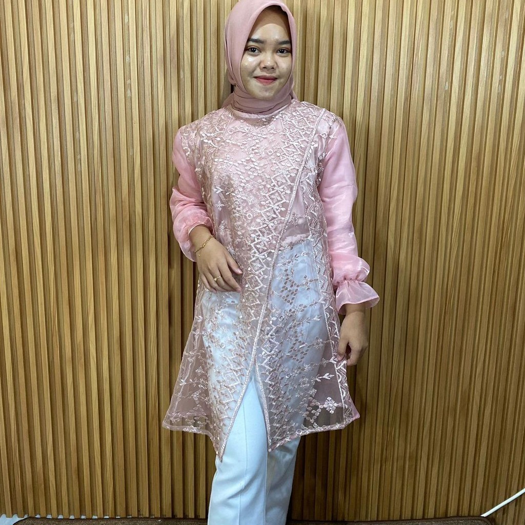 [ NADIRA ] OUTER ORGANZA BORDIR ETNIK SILANG / ORGANZA ETNIK BORDIR