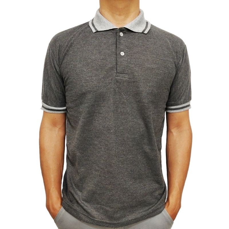 KAOS POLO SHIRT LENGAN PENDEK KERAH KOMBINASI BAJU PRIA WANITA POLOS WARNA HITAM M XL PUTIH COKLAT K