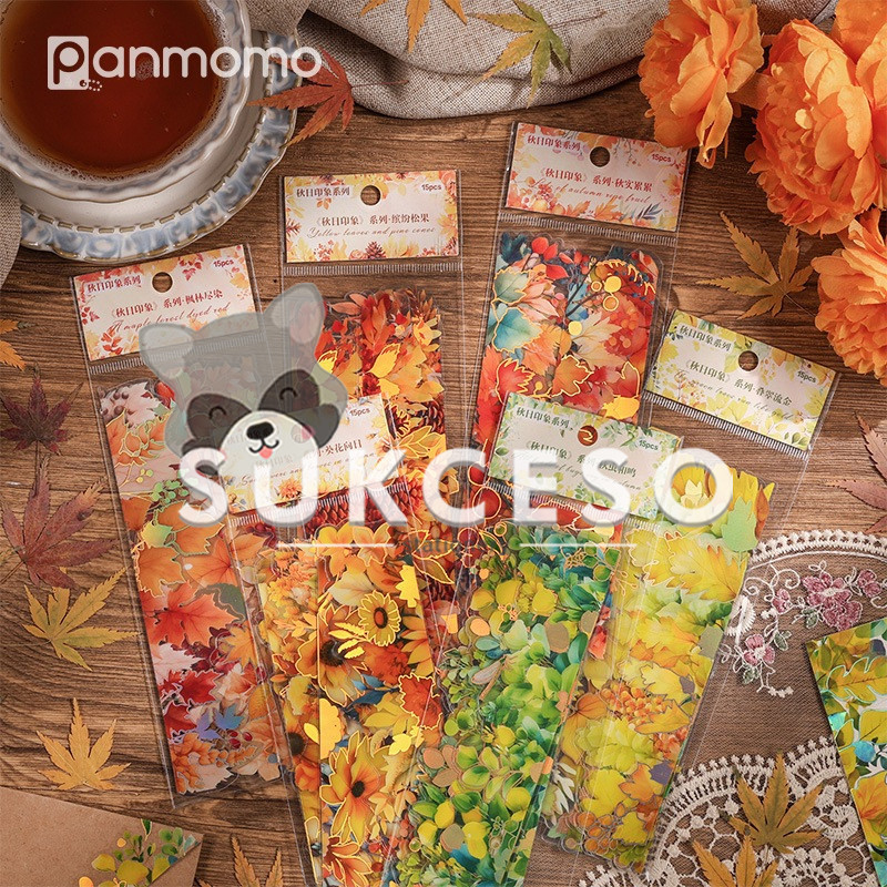 

Autumn Impressions Leaves Stickers Stiker PET Tempel Dekorasi DIY Hiasan Daun