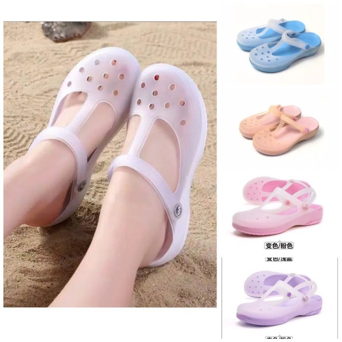 Terlaris ✨ -Sandal Crocs Mary Jane Sepatu Sandal Wanita - PURPLE, 36