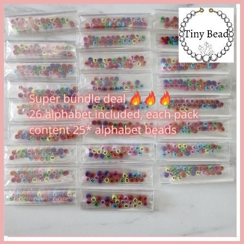 

bundle deal set x26 7mm A-Z alphabet beads bracelet diy kit bracelet cutter bell 字母号码珠手链剪刀 huruf gunting loceng