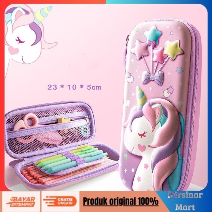 

[[KUALITAS TERBAIK]] Tempat Pensil 3D / Pencil Case Cute Box Unicorn Kawaii Stationery New Unicorn COD