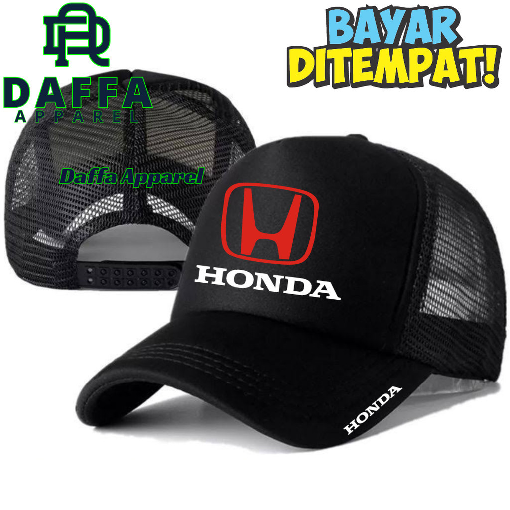 Daffa Apparel Topi Trucker HONDA - Topi Distro HONDA Logo - Topi HONDA Premium - Topi Pria Dewasa - 