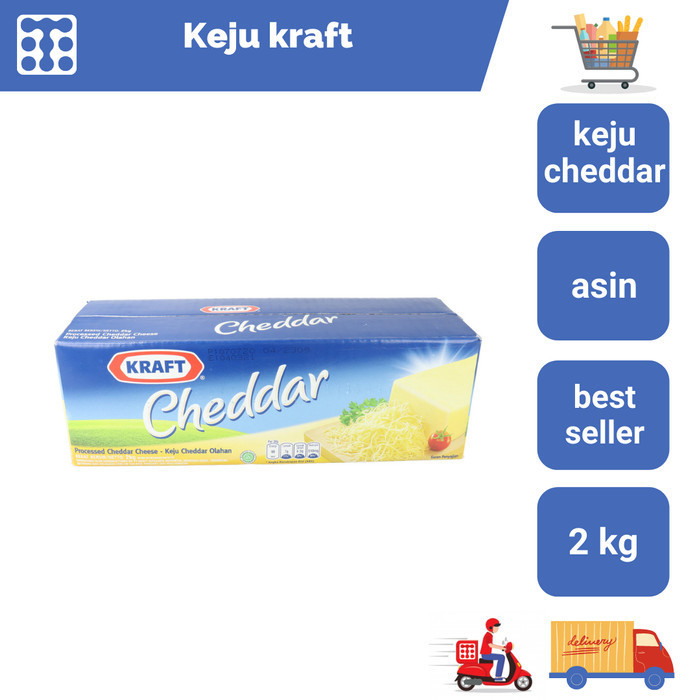 

Tfren99_ Keju Cheese Cheddar Kraft Processed Cheddar Cheese 2KG