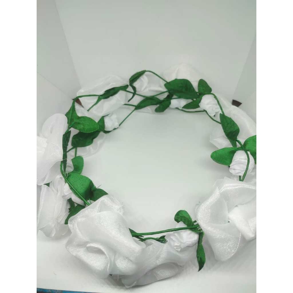 BISA COD. MAHKOTA BUNGA MAWAR PUTIH / BANDO LINGKAR FLOWER CROWN / MAHKOTA HIJAB MAWAR