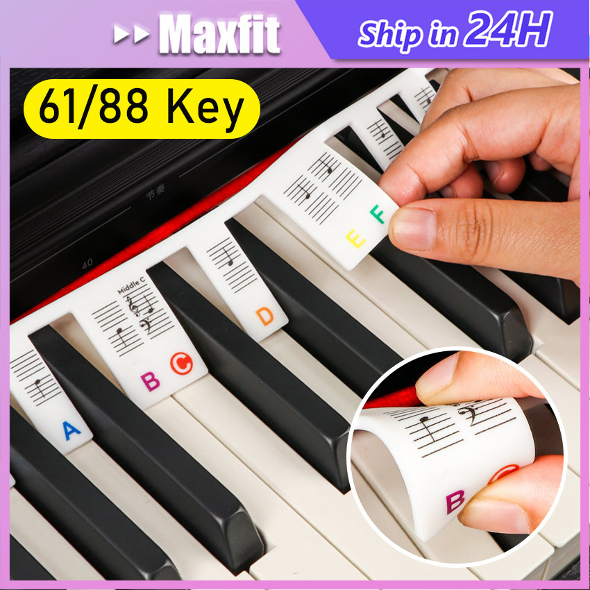 Sticker Piano Keyboard Piano 61/88 Key Sticker Stiker Tuts Piano Dengan Notasi Balok Dan Notasi Huru