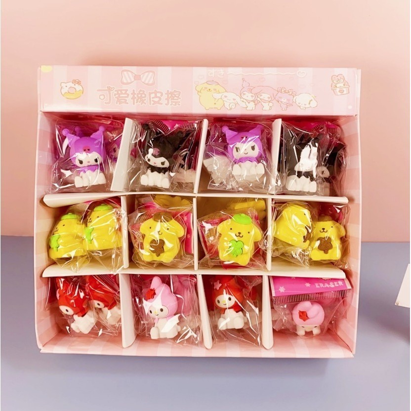 

D3W! (36Pcs - 1Box)Penghapus Pensil Karakter Sanrio Pokemon Space Rabbit Lucu Penghapus Lucu -
