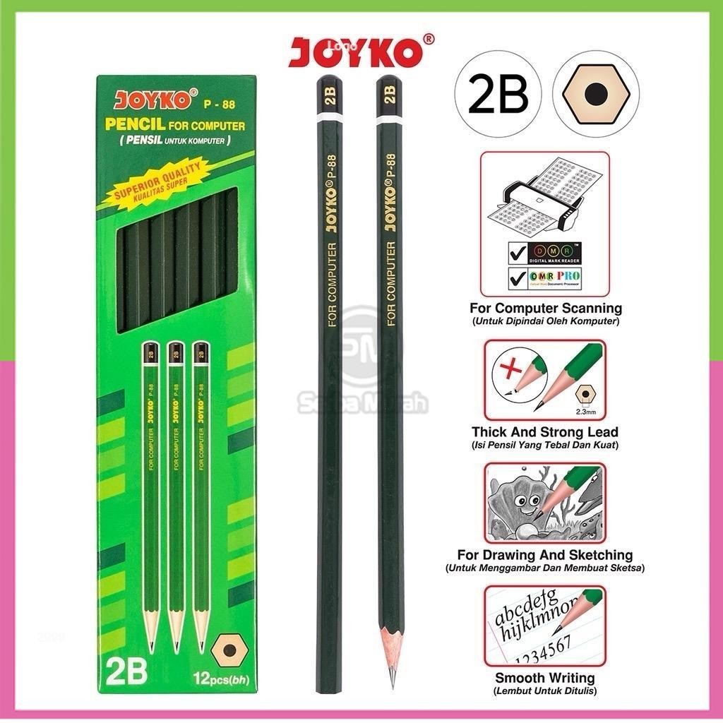 

PROMO 12 Pcs Joyko Pencil / Pensil P-88 / 2B / 1 BOX 12 PCS / Alat Tulis / Pensil Tulis