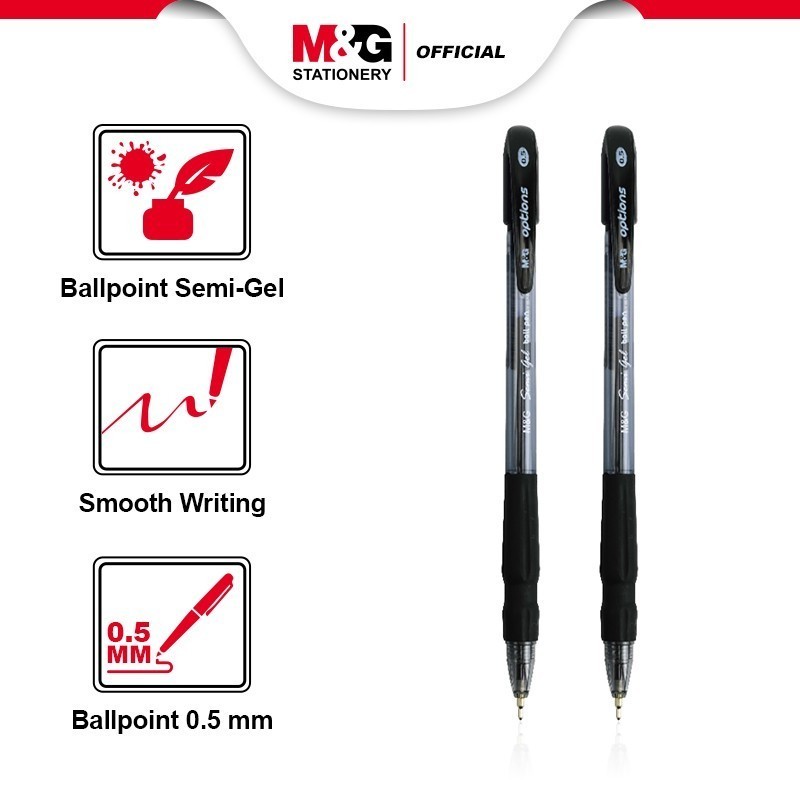 

M&G Super Smooth Semi-Gel Ball Pen Black 0.5mm Simple Streamline Design