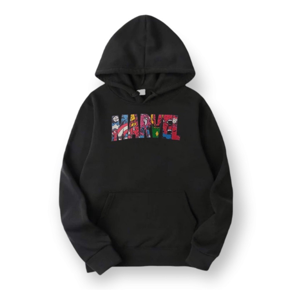 Hoodie Marvel Nasa Marvel Hm Hitam Unisex Full Print Fleece Tebal