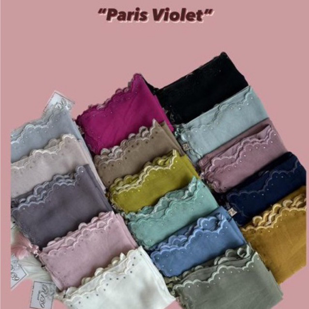 Terlaris ~Kerudung Segi Empat Bordir Paris Vivian by R139 Hijab Elegan  Hijab Laris Premium Hijab Te