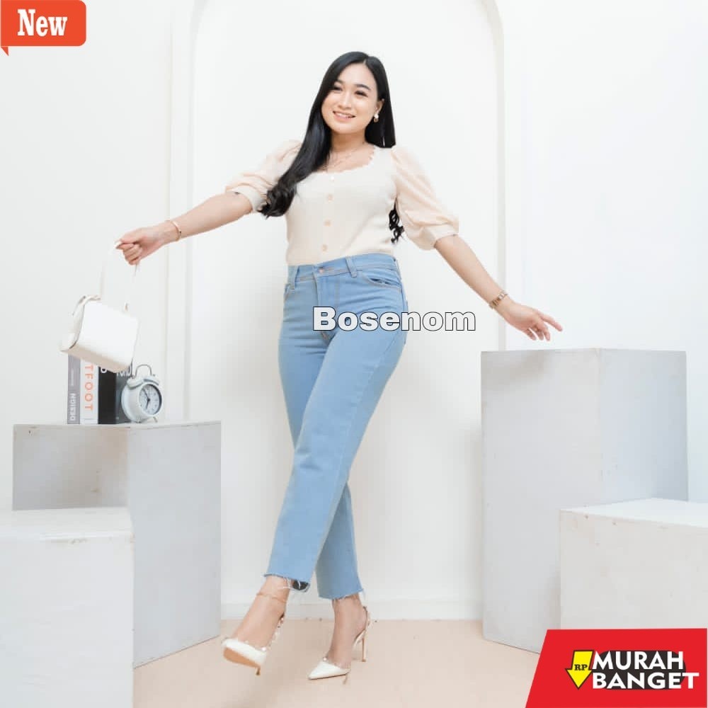 Denim Panjang Wanita Celana jeans cewek suwir bawah kekinian ala korea korean style viral  jeans teb