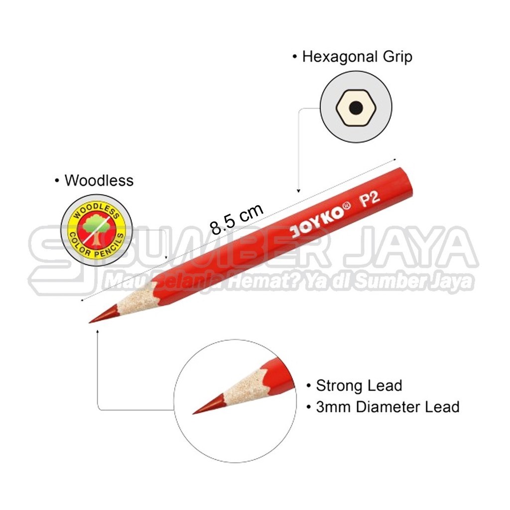 

Pulas Pensil Warna Joyko CP-107 / Pensil 12 Warna Joyko / Pensil Warna Kecil