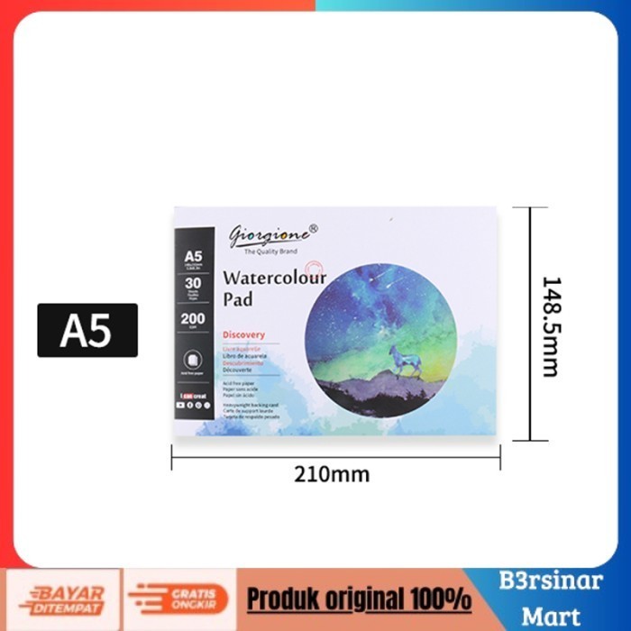 

[KUALITAS TERBAIK] Giorgione Kertas Cat Air Watercolor Paper Pad A3/A4/A5 G-WB30 - A5