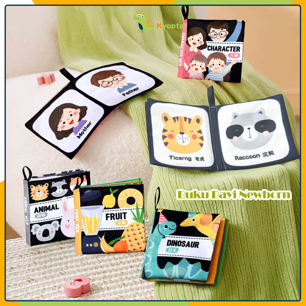 Kyopta Newborn Mini  Soft Book Hitam Putih Buku mainan bayi Buku