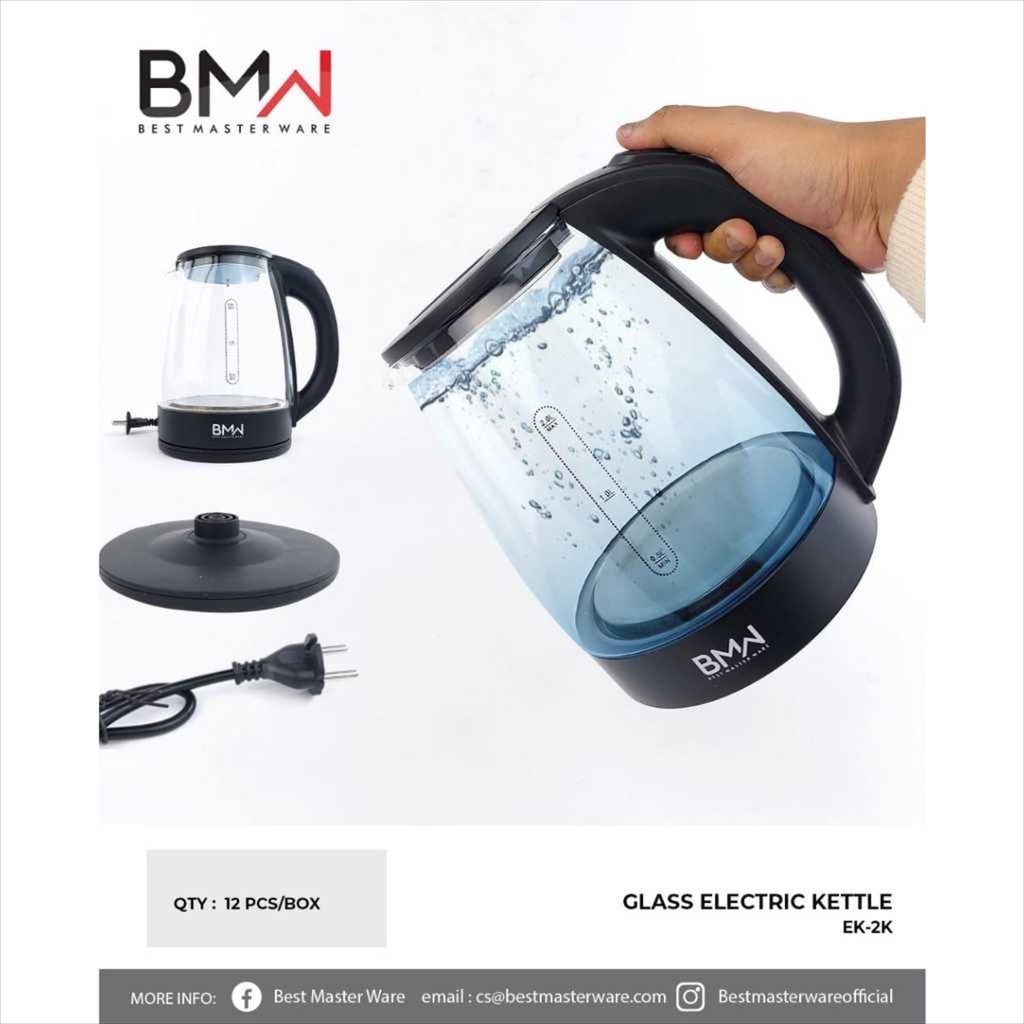 MJ - TEKO ELEKTRIK - TEKO LISTRIK 2LITER PEMANAS AIR SERBAGUNA FULL KACA STAINLESS