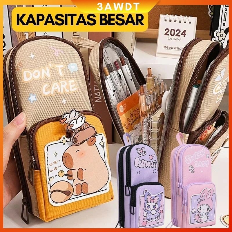 

【COD】Kuromi Pencil Case 6 Lapis Besar Kapasitas Multifungsi Tahan Air 3D Model Tas Lucu Korea