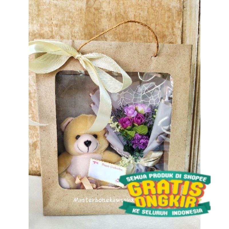 Tipe 2 Polosan Tas Hampers wisuda Tas mika boneka / buket bunga artificial/ kado wisuda  / buket uan