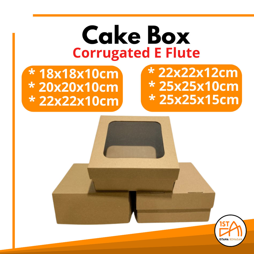 

Cake Box Corrugated Laminasi 325 Gsm / Kardus Kue Tebal E Flute 20x20x10 cm