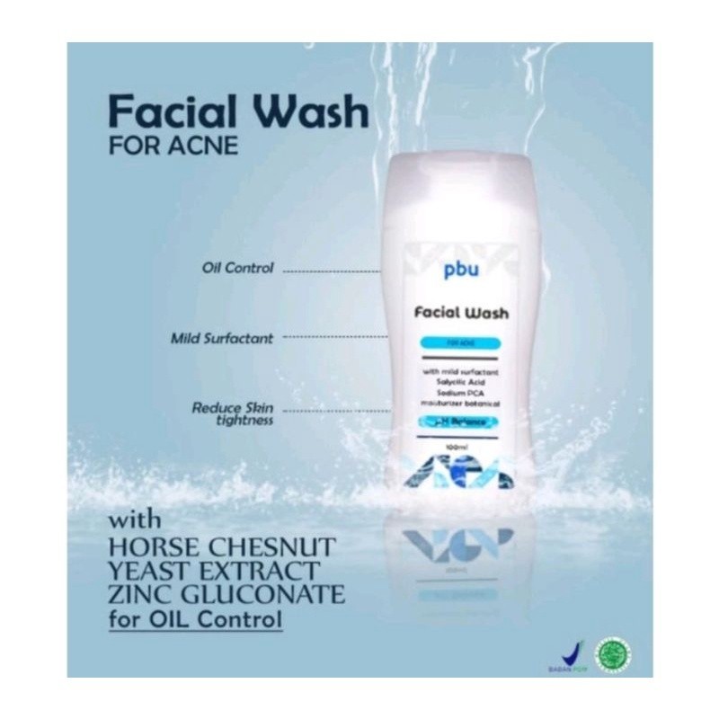 pbu facial wash normal / oily / acne - pbu skin toner - pbu milk cleanser