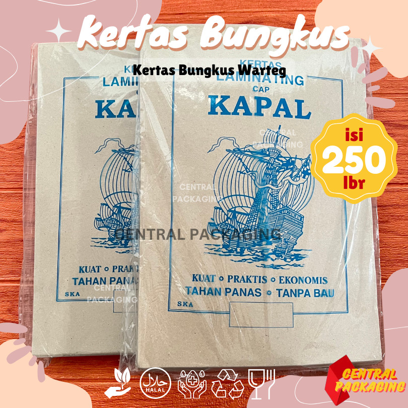 KERTAS BUNGKUS MAKAN COKLAT CAP KAPAL BIRU / KERTAS LAMINASI / KERTAS NASI COKLAT / KERTAS BUNGKUS W