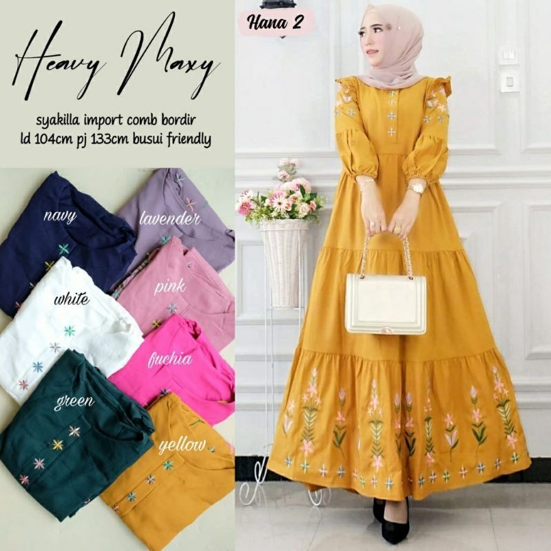 Gamis Shakila HQ Motif Bordir Ori Premium HEAVY MAXY by Fashion Muslim Solo