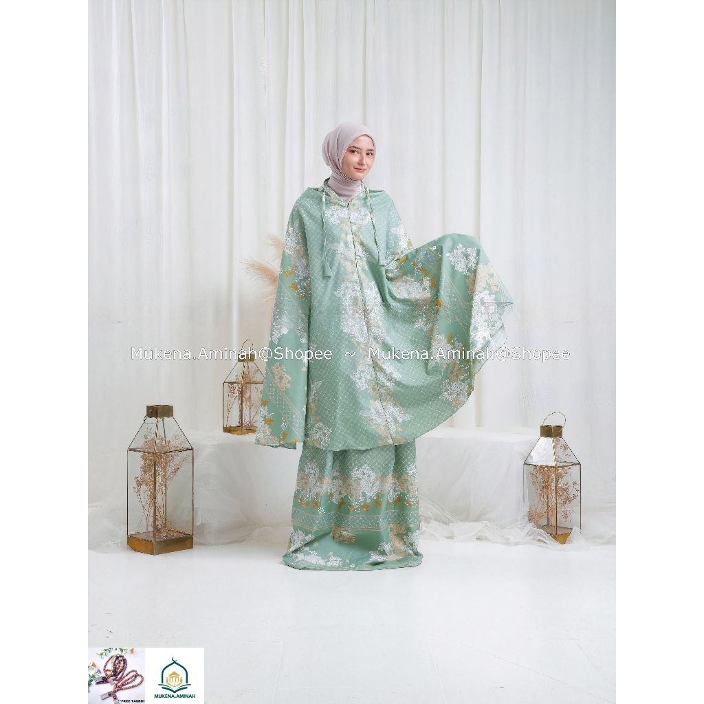 MUKENA DEWASA AZURA HASYA 2IN1 RESLETING TRAVEL KATUN MOTIF