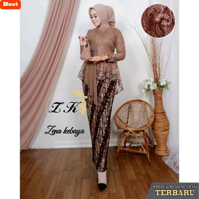 rok wanita kekinian Setelan Kebaya Wisuda Aurora Selendang Kebaya Modern Bahan Tulle Bordir Rok Plis