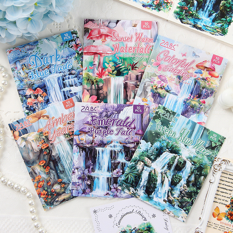 

Mr. Paper, 10pcs/pack, Flower Butterfly Waterfall Stickers, Decorative Scrapbook, Diary, Phone Case,water Cup,notebook Materials