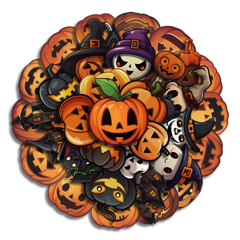 

50pcs Halloween Sticker Pack Creative Children's Handbook Sticker Hand Tent DIY Decorative Gift Expression Material Stickers
