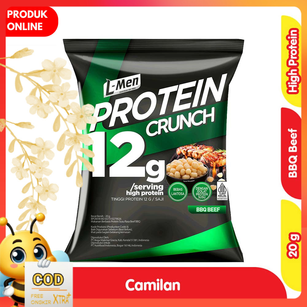 

L-Men Protein Crunch Rasa Daging Barbekiu 20 g