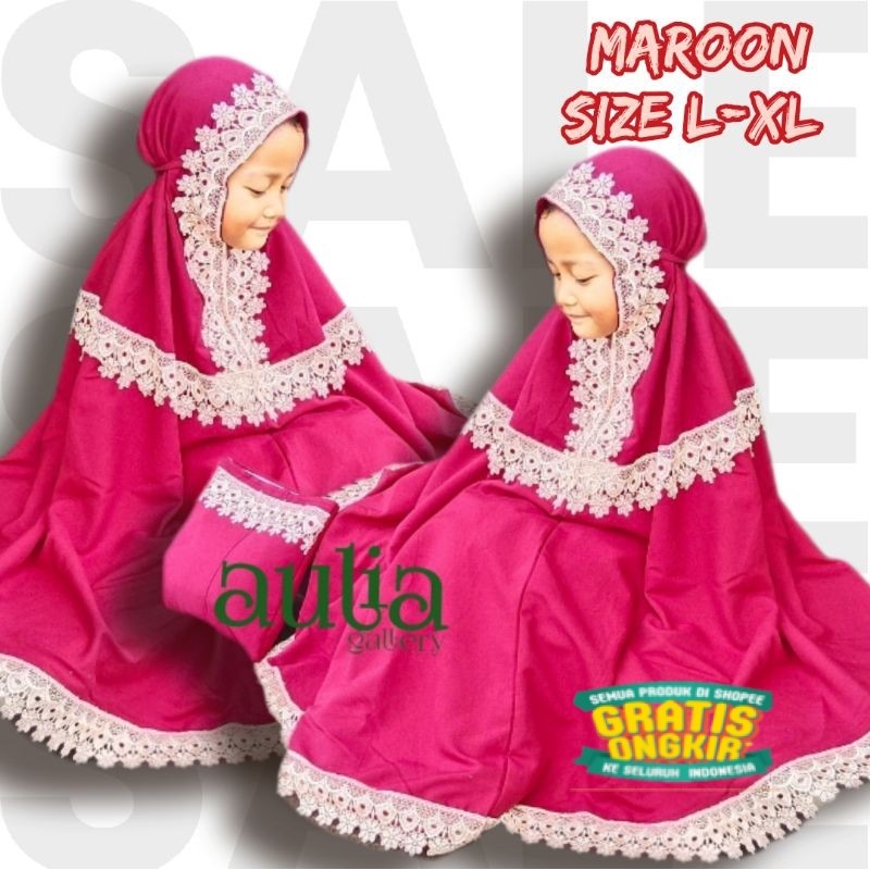 mukena anak (2in1) renda KALUNG(usia 5-13 thn/ sage hijau tosca