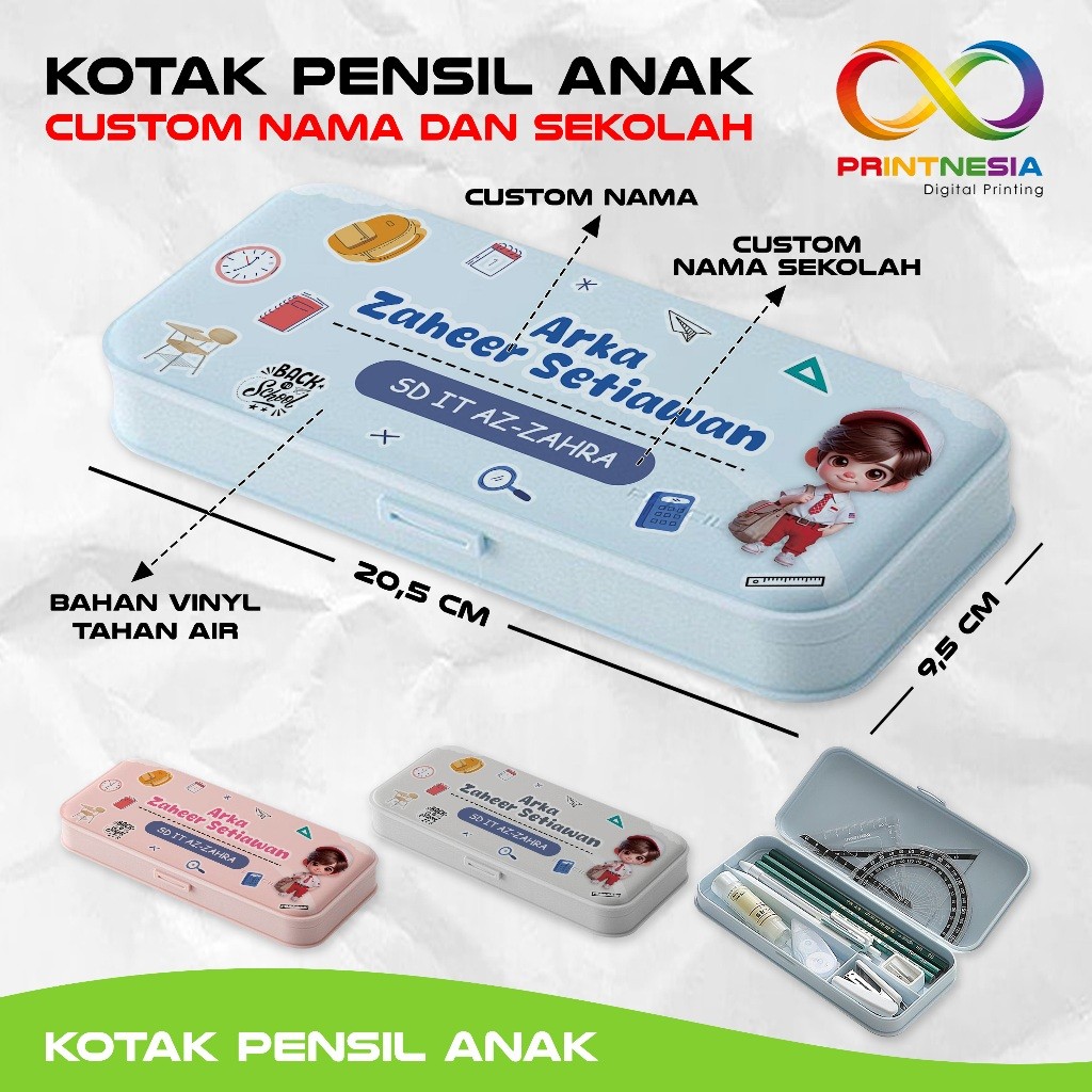 

Kotak Pensil Anak Petak Custom Nama dan Sekolah - Printnesia