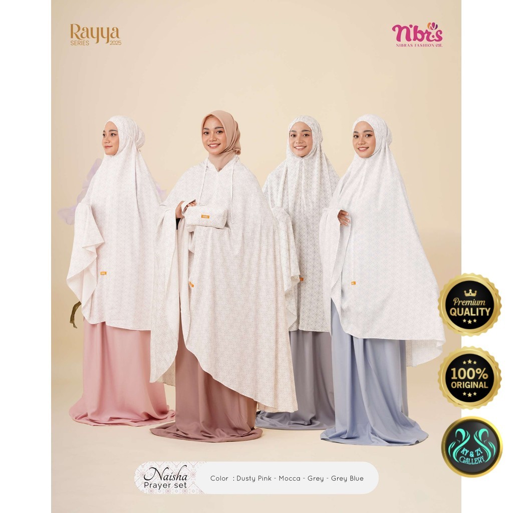 Nibras | Mukena Lebaran Dewasa Bahan Rayon Premium Naisha Prayer Set Mu/kena Super Adem Daily