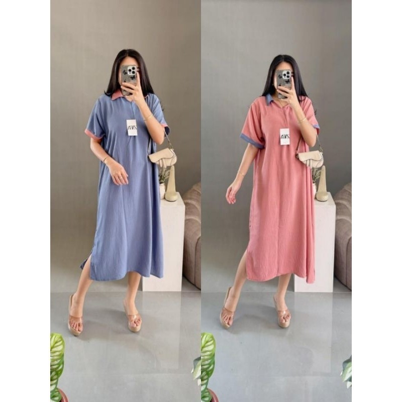 DASTER DRESS POLOS KERAH WARNA LD 120 PB 120 JUMBO GAMIS