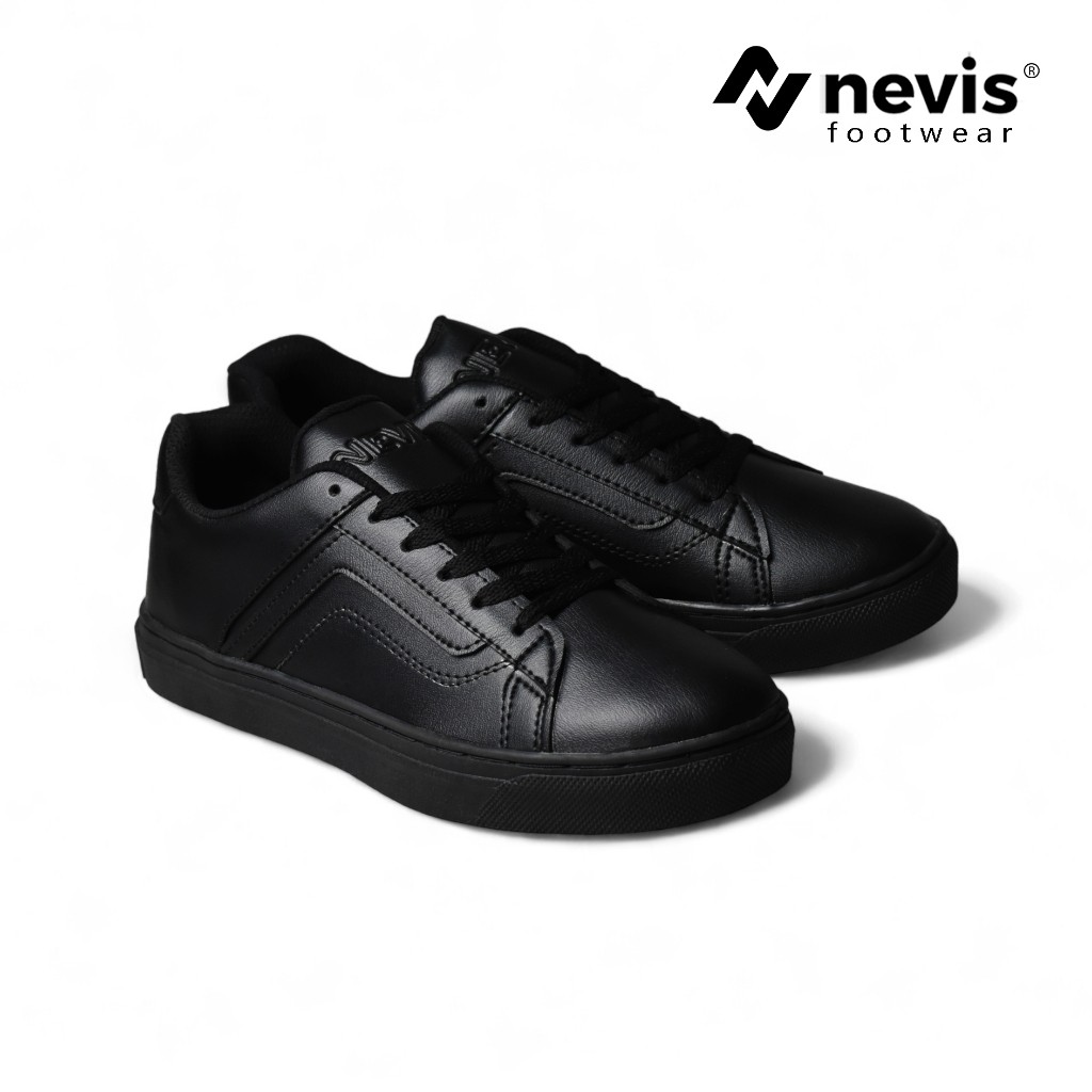 PROMO DISKON NEVIS Sepatu Casual Sneakers Pria Wanita Orlando Shoes Snekers Full Black Hitam Polos 3