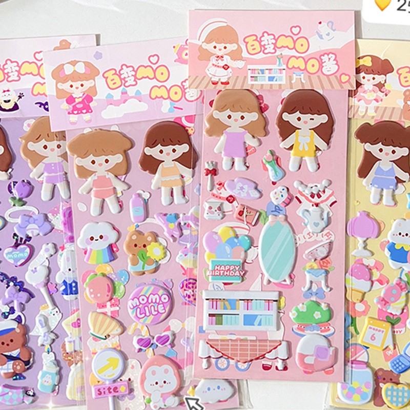 

2lembar Lovely Kartun 3d Gadis Dressing Up Siswa Scrapbook Deco Diy