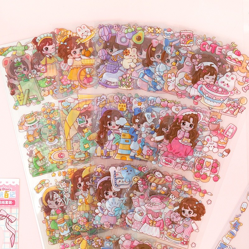 

20lembar Kotak Kartun Gadis Travel Series Panjang Cangkir Air Deco