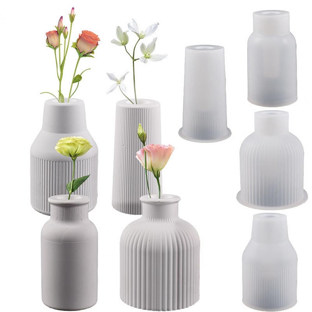 

Vase Epoxy Resin Mold Handmade Silicone 4 Shapes Easy Release DIY Flower Pot Ornament Cement Gypsum Mould Plaster Home Supplies