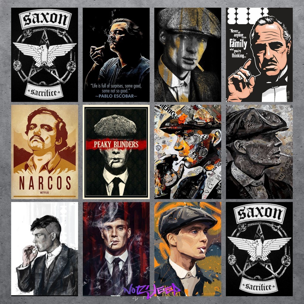 Poster kayu peaky blinders nacros pablo escobar vito corleone  dinding mafia film actor