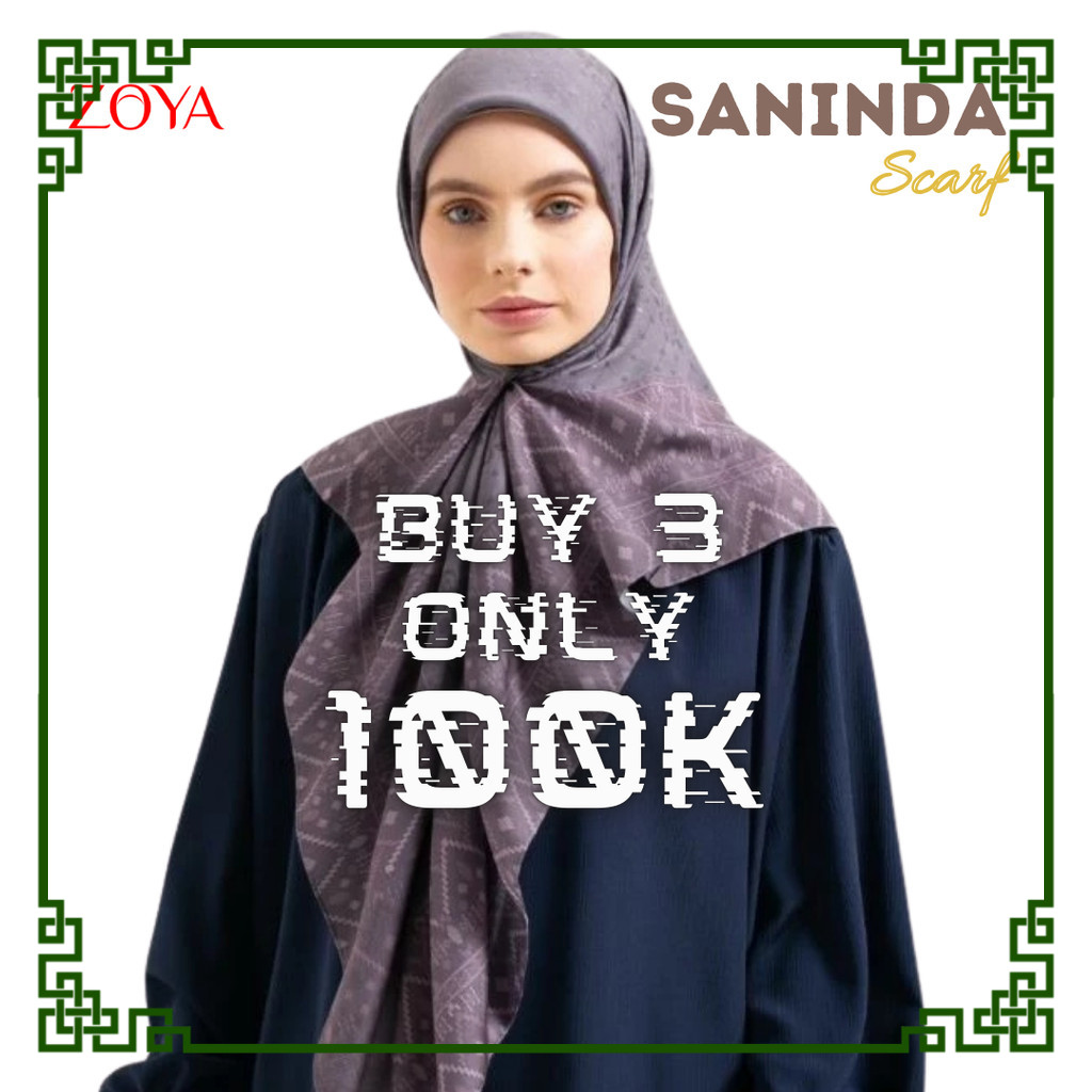 Zoya SANINDA Scarf - CUCI GUDANG Kerudung Hijab Segi Empat Scarves Motif Voal Printing Promo Diskon 