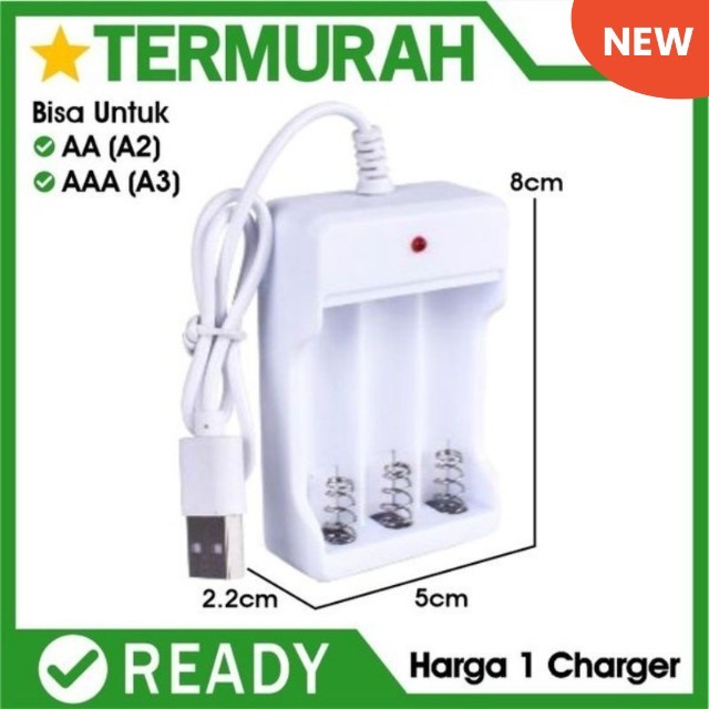 CHARGER 3 SLOT/BATERAI CAS/BATRE CHARGER AA DAN AAA/BATERAI ISI ULANG