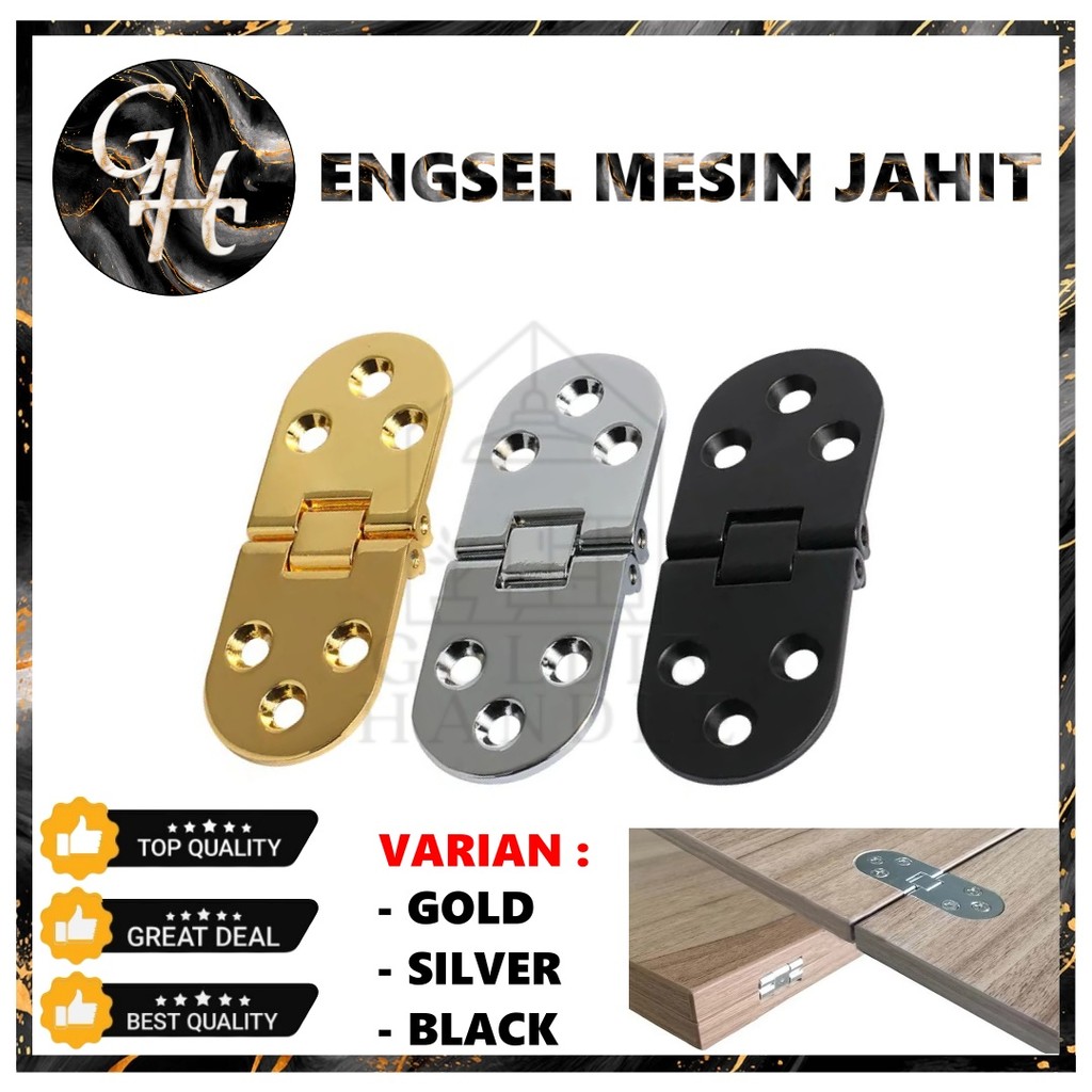Engsel Oval Lipat Engsel Meja Lipat Mesin Jahit Flap Hinges Multifungsi Black, Silver, Gold