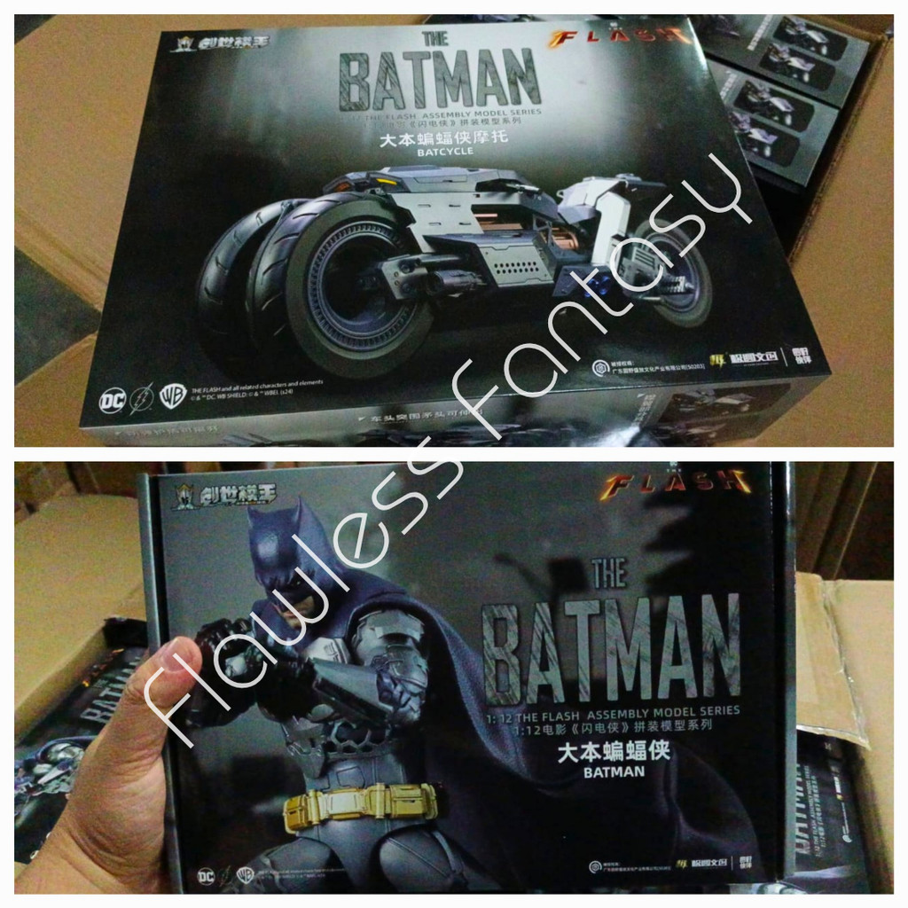 Modoking DC 1:12 The Flash Movie Batman Ben Affleck And Bat Cycle BatCycle Bike Model Kit Figure