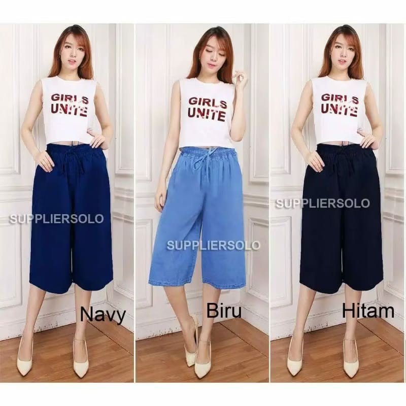 CELANA KULOT WANITA PENDEK JEANS STANDART XL DAN JUMBO XXL BELA POTONGAN LONGGAR